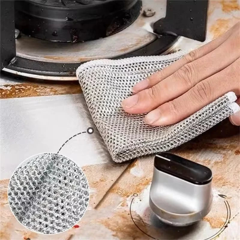 Metal Steel Wire Dishwashing Double-sided Scrubber Rag.