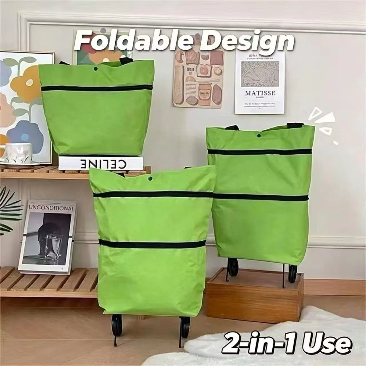Lightweight Portable Shopping Cart with Wheels.