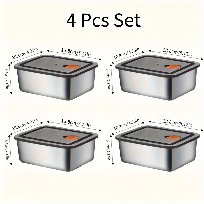 4pc Stainless Steel Food Storage Containers Set.