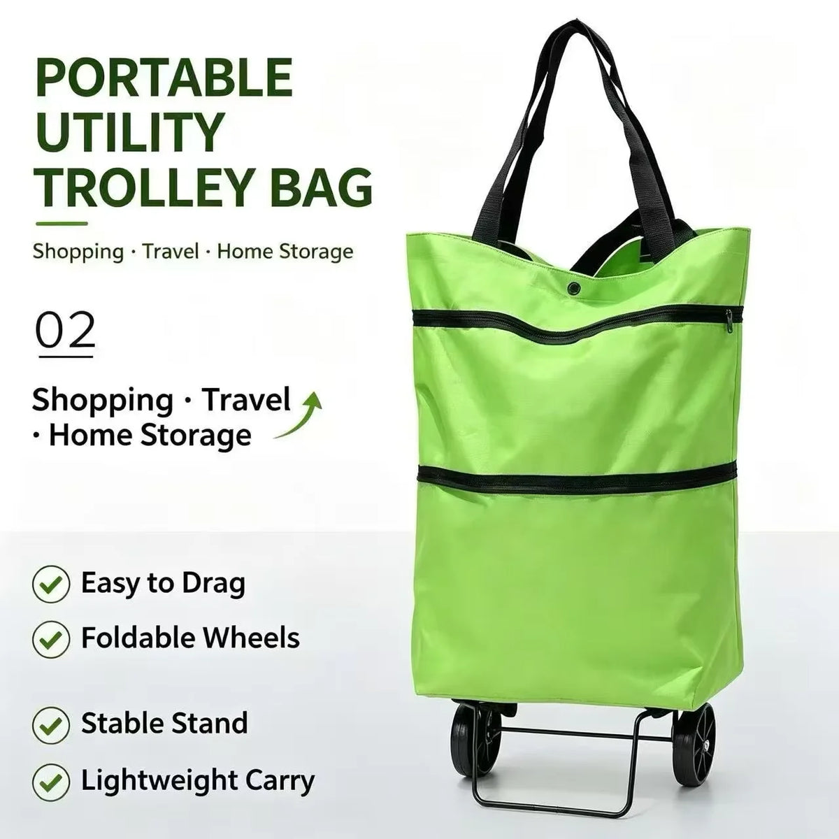 Lightweight Portable Shopping Cart with Wheels.