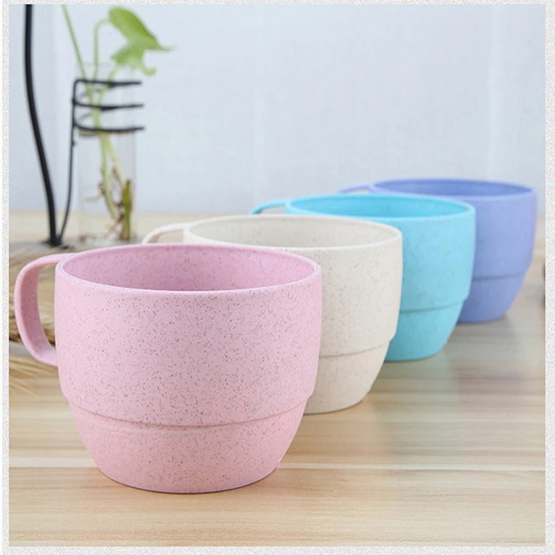 Reusable Eco Friendly Plastic Biodegradable Wheat Straw Cup Set.