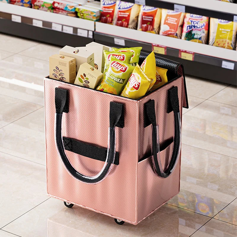 Reusable Grocery Shopping Foldable Bag With Wheels.