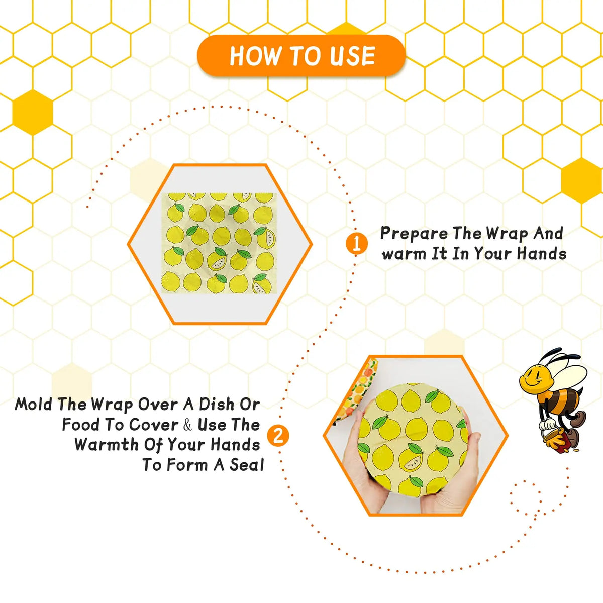 Reusable Beeswax Eco-Friendly Plastic free Food Wraps.