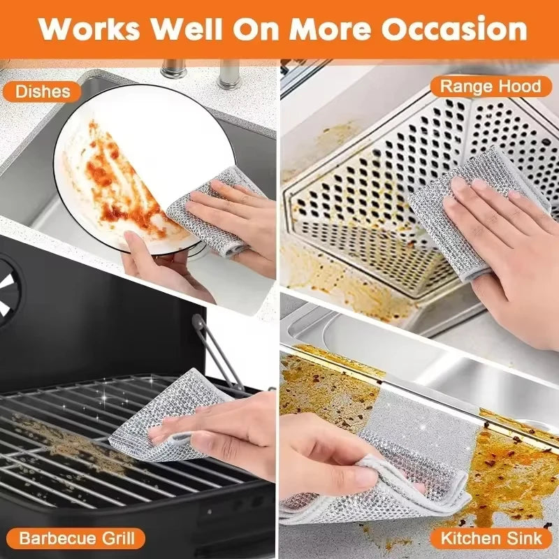 Metal Steel Wire Dishwashing Double-sided Scrubber Rag.