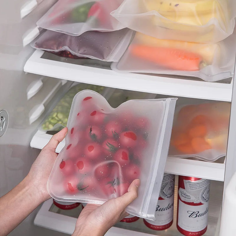 Silicone Reusable Up Zip Food Storage Bag.
