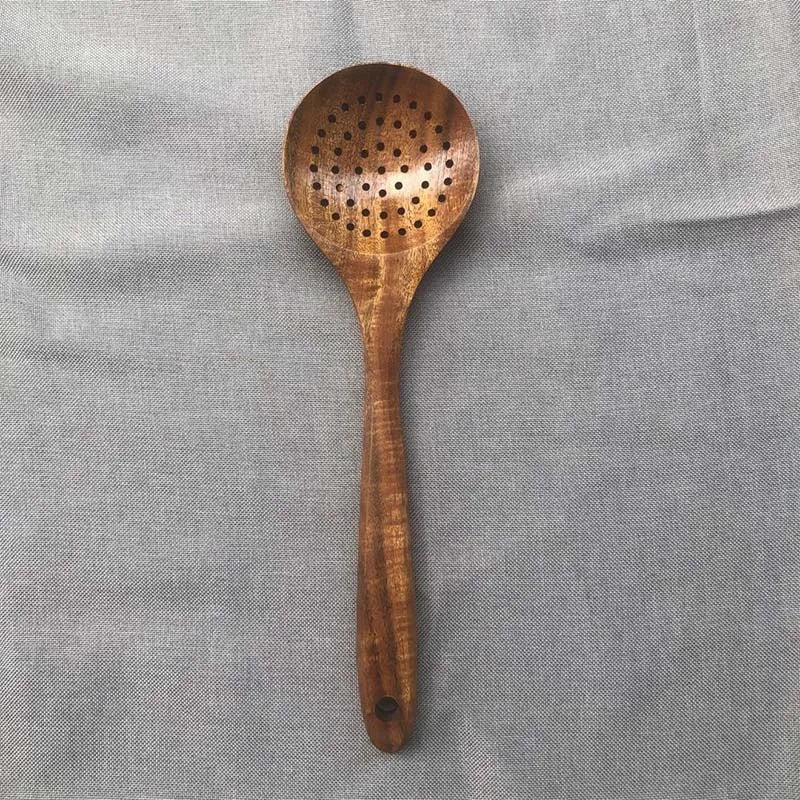 5pcs Wooden Utensil Set with Hanging Holes,